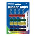Bazic Products Bazic BAZIC Small 3/4in 19mm Assorted Color Binder Clip 20/Pack Pack of 24 263